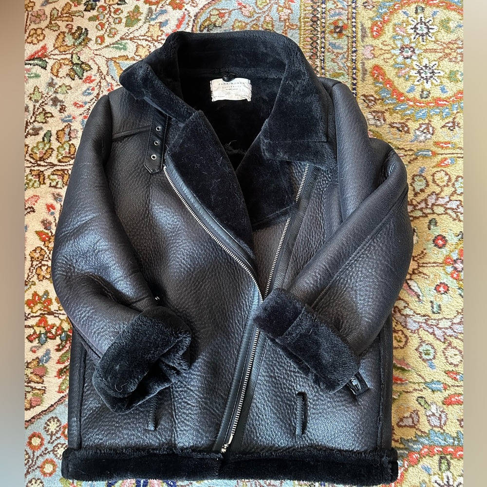 Zara women’s lined leather jacket